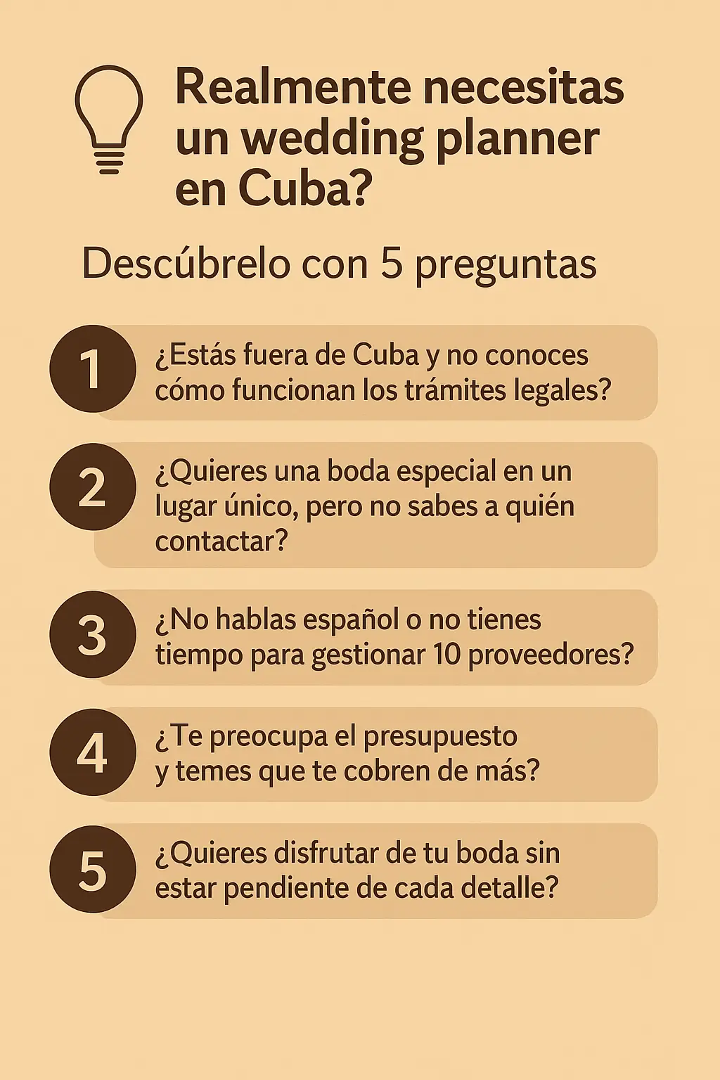 ¿Realmente necesitas un wedding planner en Cuba? Descúbrelo con 5 preguntas