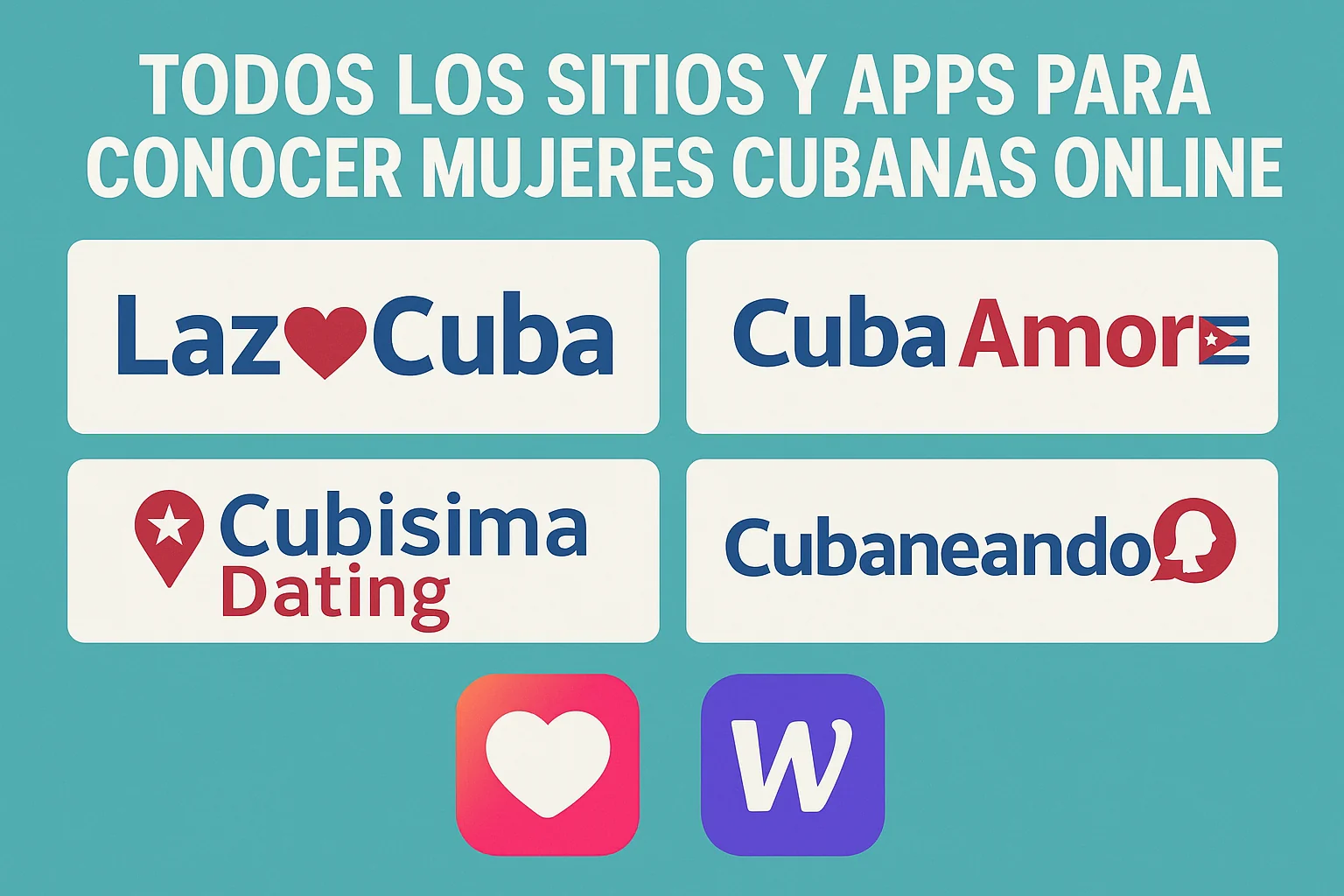 Todos los sitios y apps para conocer mujeres cubanas online: comparación visual de plataformas y aplicaciones populares.