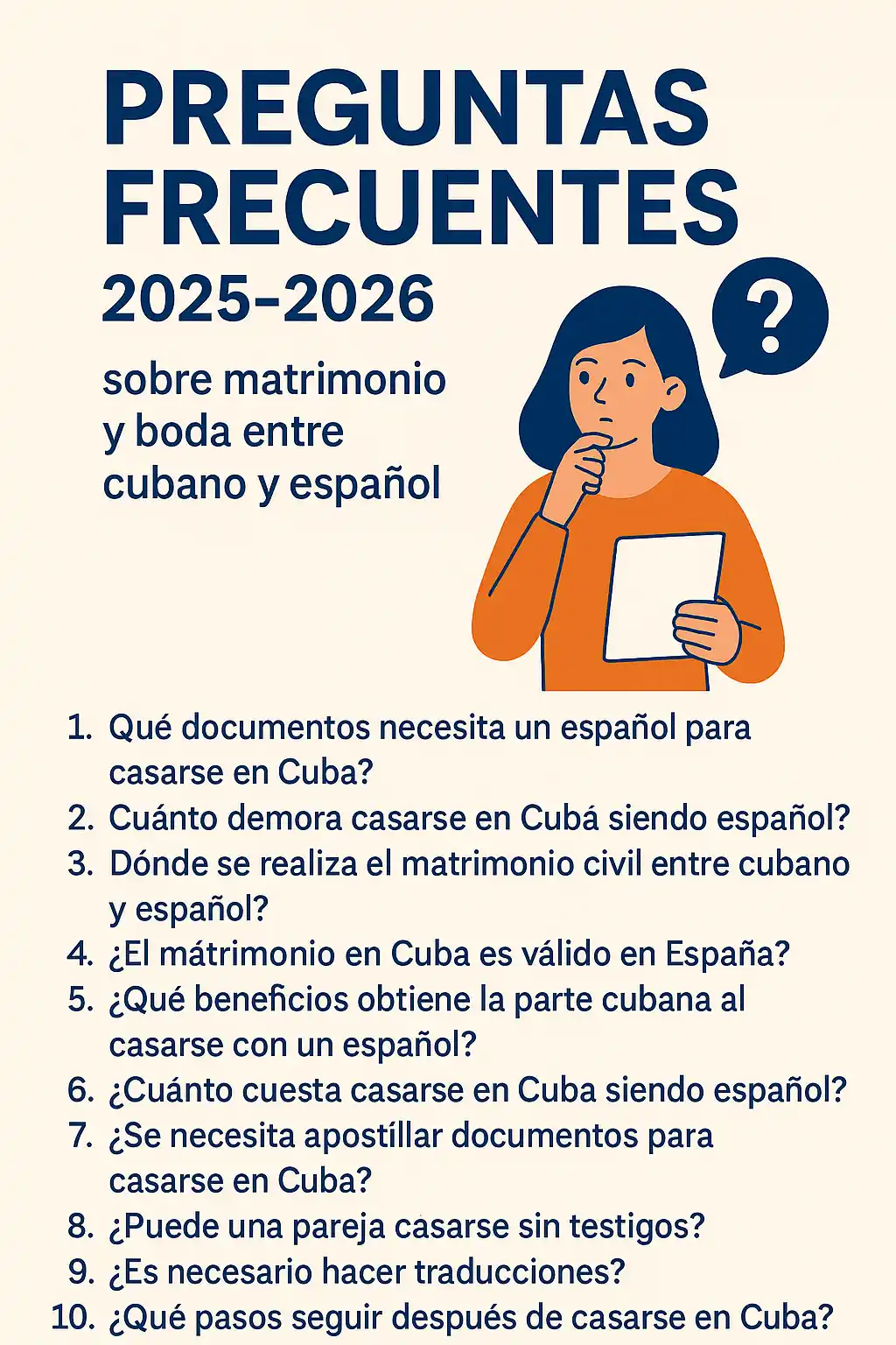 Preguntas frecuentes 2025–2026 sobre el matrimonio y boda entre cubano y español