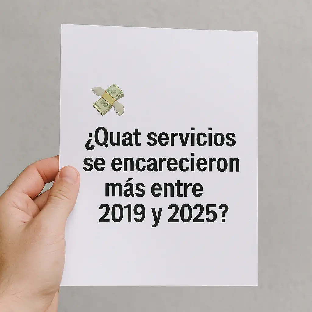 Mano sosteniendo una hoja blanca con la pregunta “¿Qué servicios se encarecieron más entre 2019 y 2025?”
