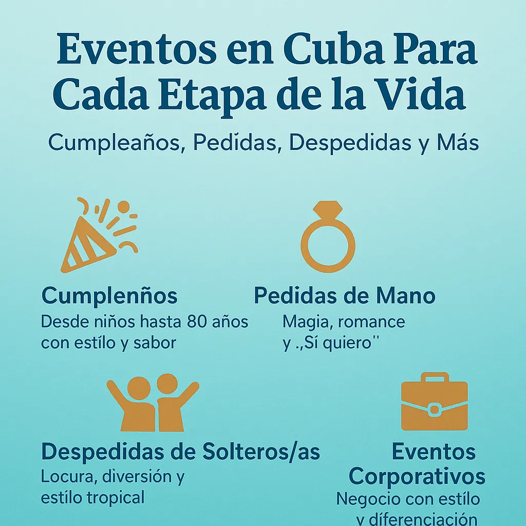 Eventos en Cuba para cada etapa de la vida: cumpleaños, pedidas de mano, despedidas de solteros y eventos corporativos